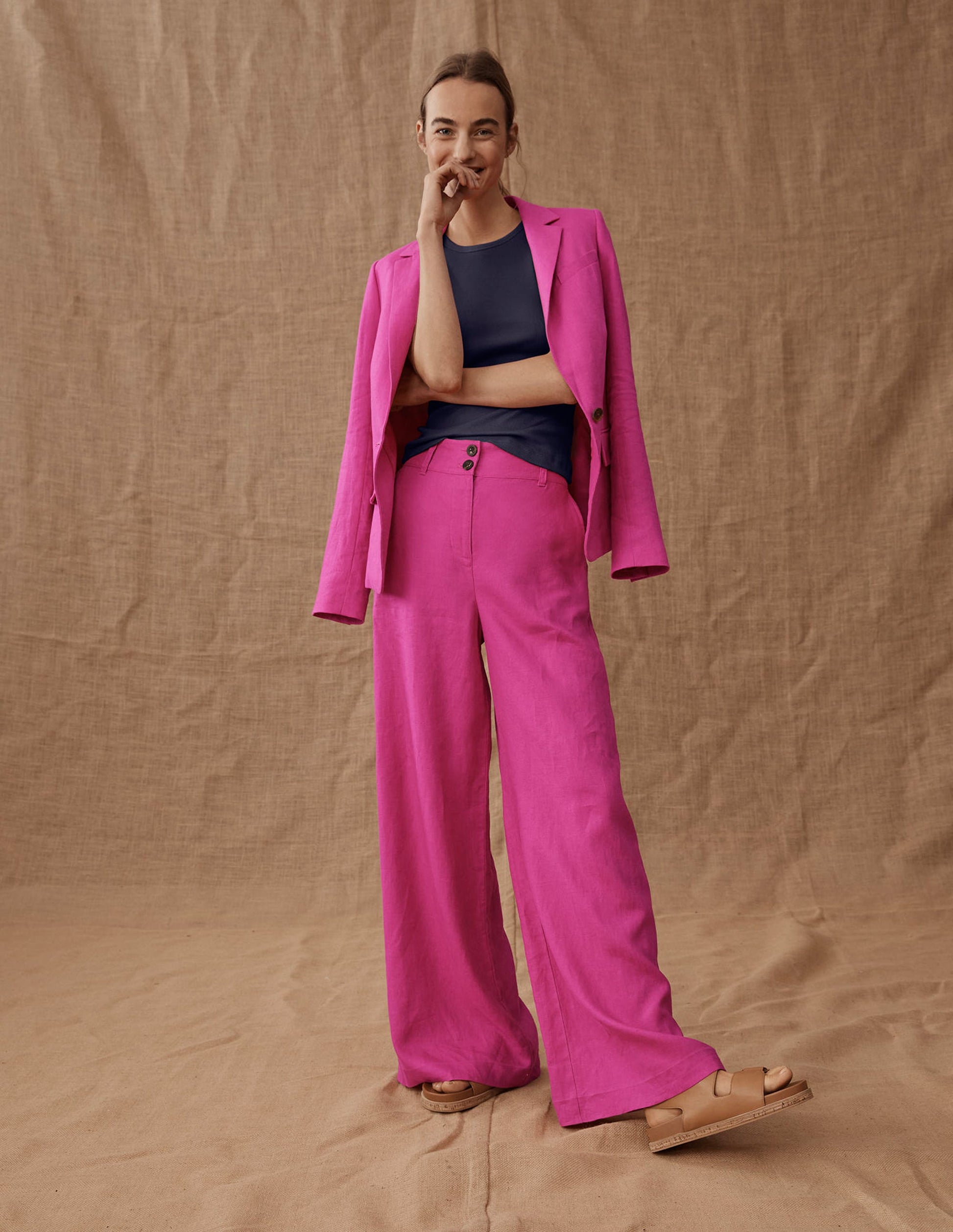 Highbury Linen Trousers-Rose Violet-7