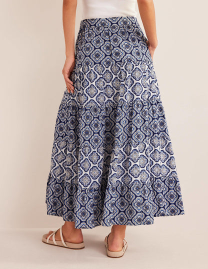 Tiered Poplin Midi Skirt-Heavenly Blue, Botanic Blush-3