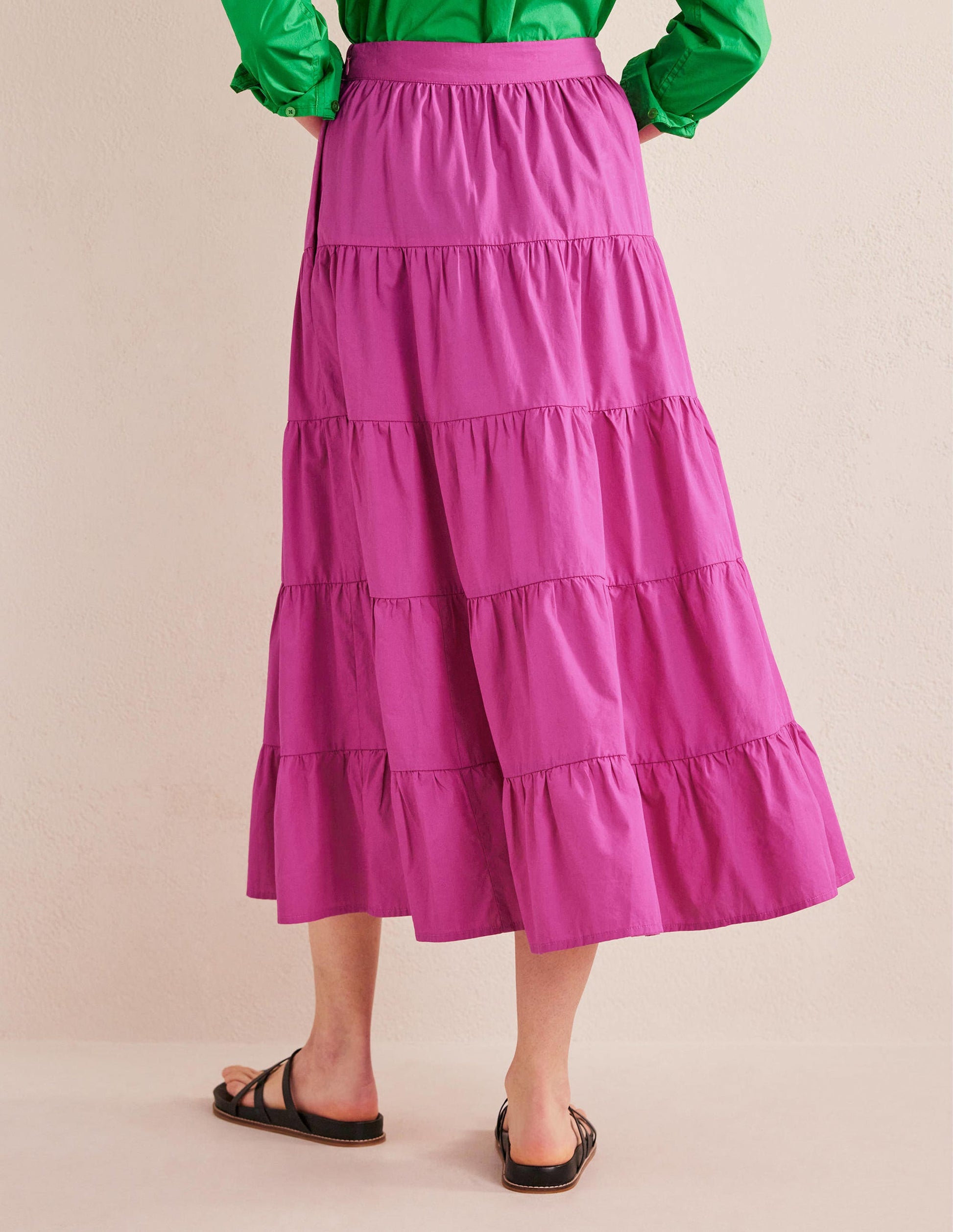 Tiered Poplin Midi Skirt-Rose Violet-3