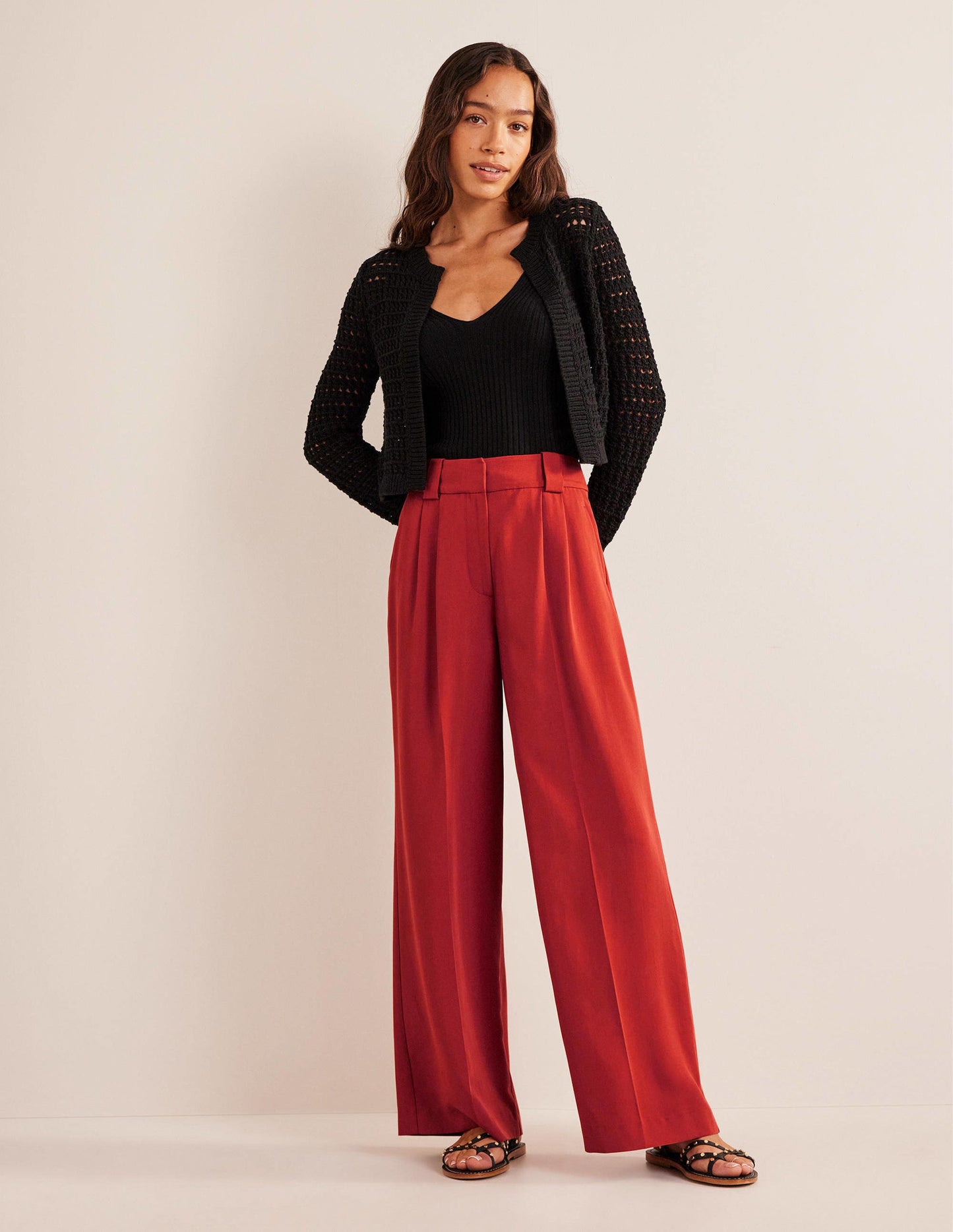 Islington Wide Leg Trousers-Tomato