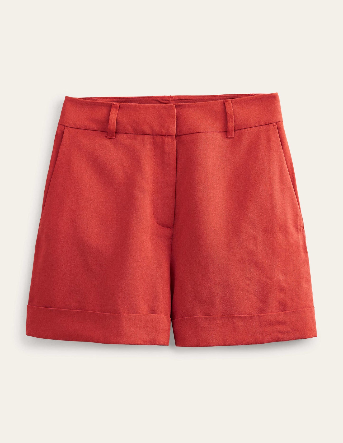 Relaxed Turn Up Shorts-Tomato