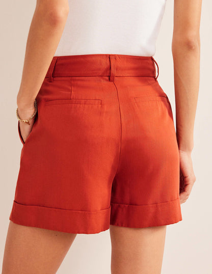 Relaxed Turn Up Shorts-Tomato-3