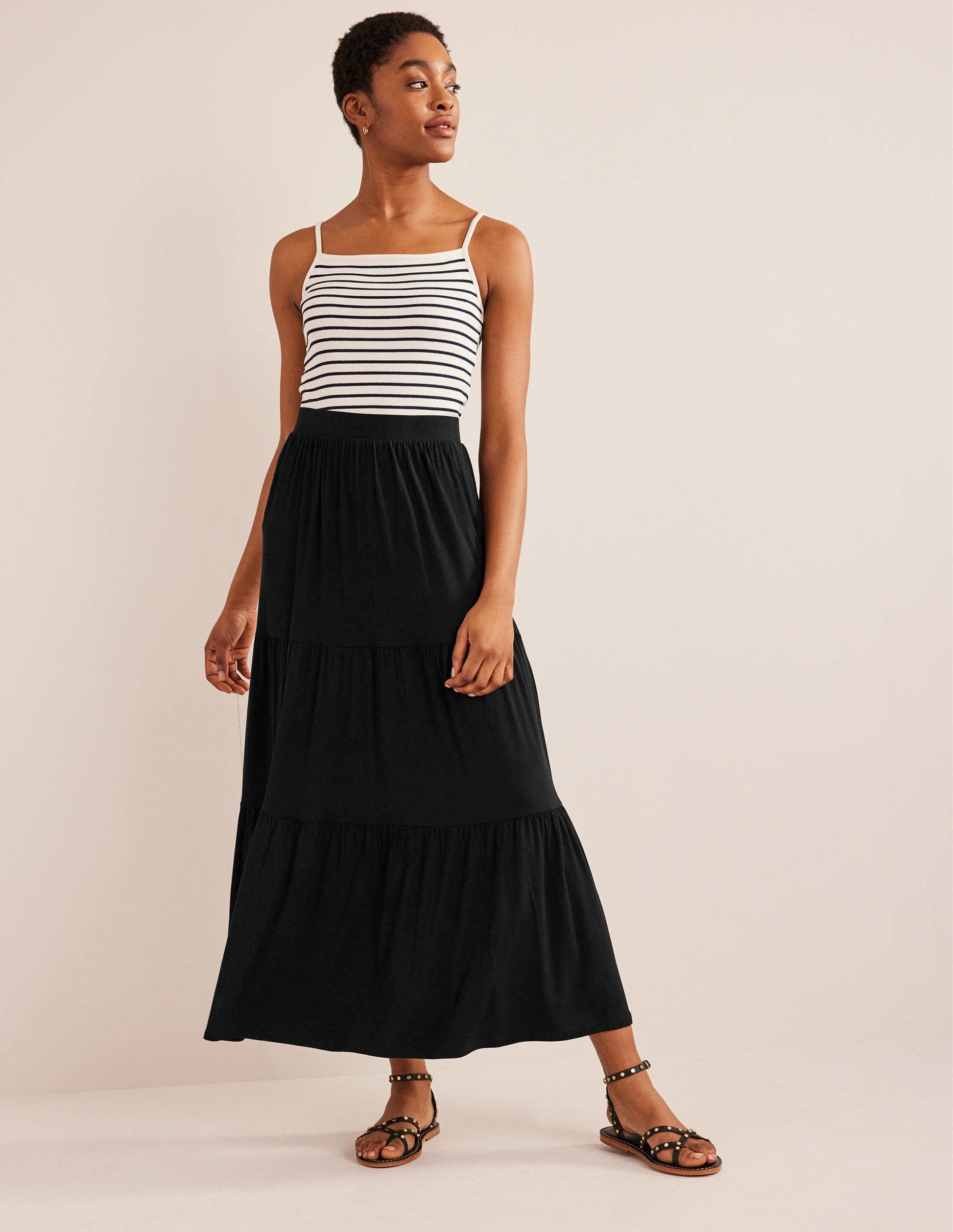 Jersey Maxi Skirt-Black-1