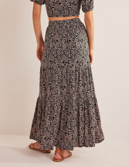 Jersey Maxi Skirt-Black, Paisley Terrace-3