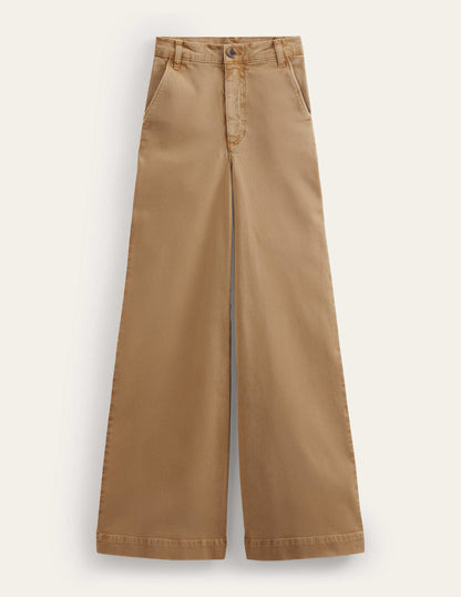 Casual Wide Leg Trousers-Brown-7