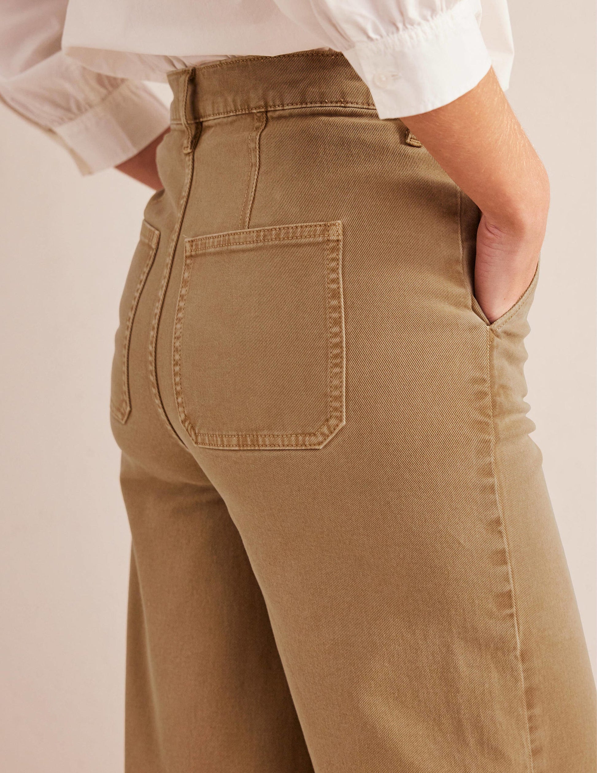 Casual Wide Leg Trousers-Brown-2