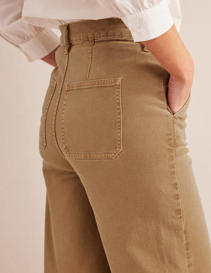 Casual Wide Leg Trousers-Brown-2