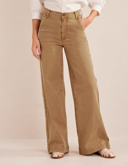Casual Wide Leg Trousers-Brown-4