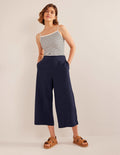 Pull-on Doublecloth Trousers-Navy