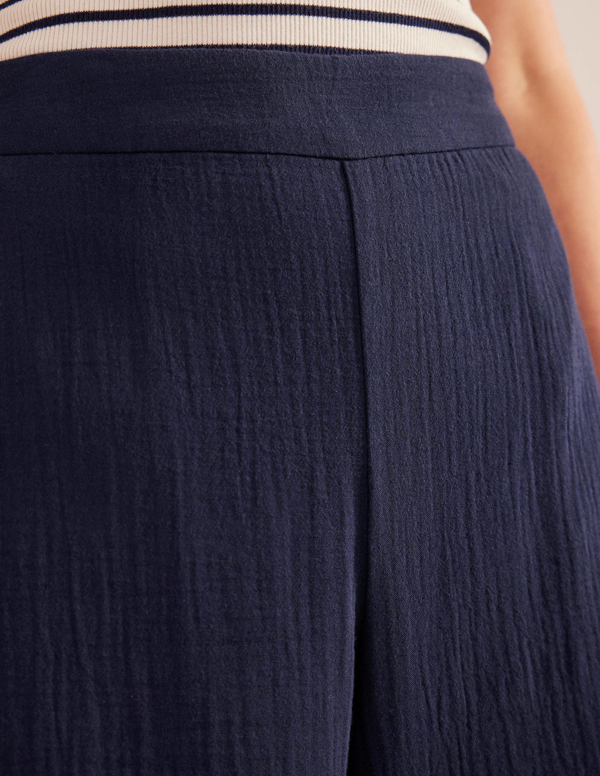 Pull-on Doublecloth Trousers-Navy-2