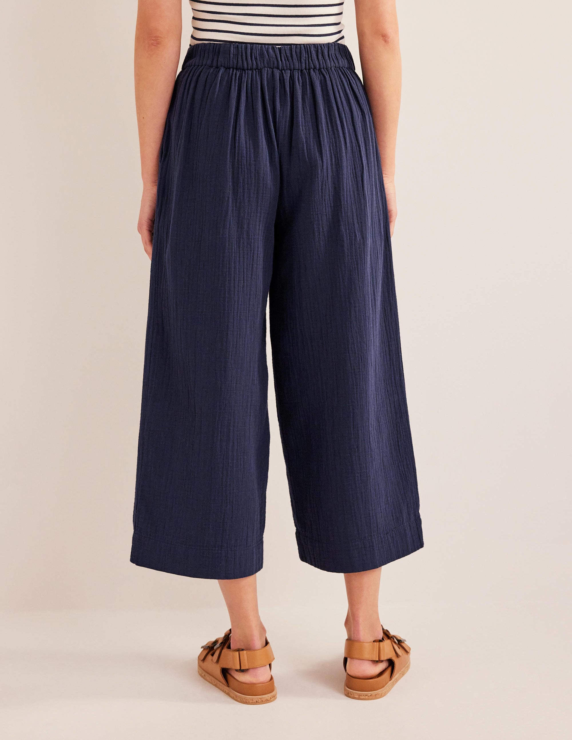 Pull-on Doublecloth Trousers-Navy - Image 3