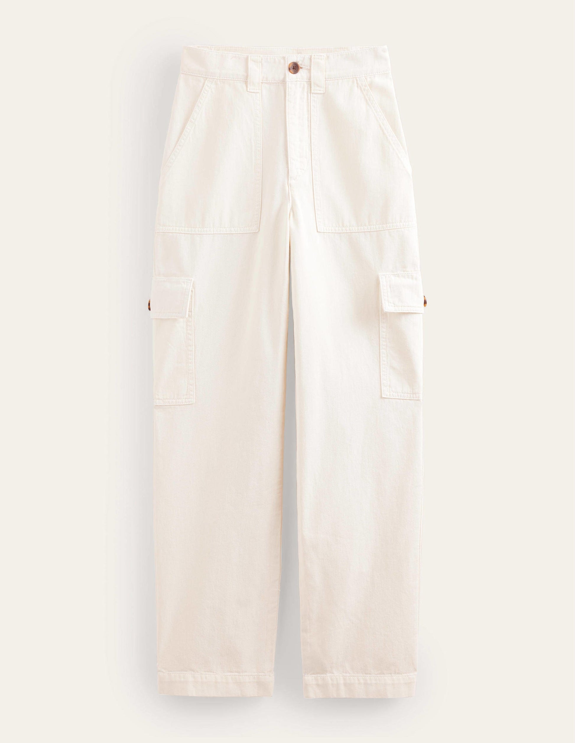 Casual Cargo Trousers-Ecru-5