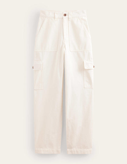 Casual Cargo Trousers-Ecru-5