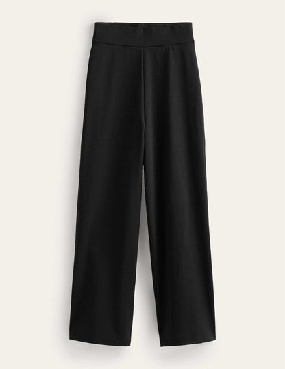 Cropped Jersey Trousers-Black-5