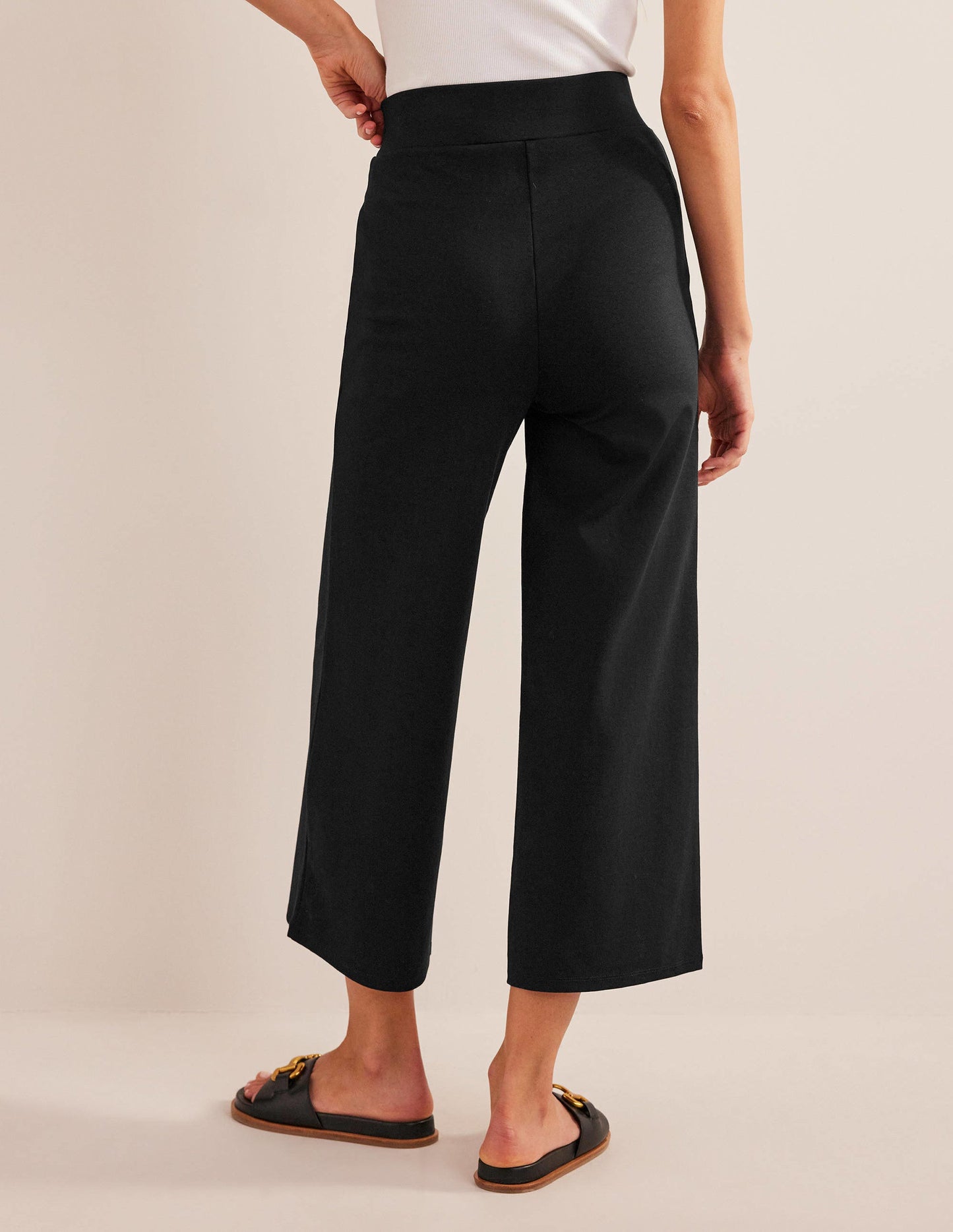 Cropped Jersey Trousers-Black