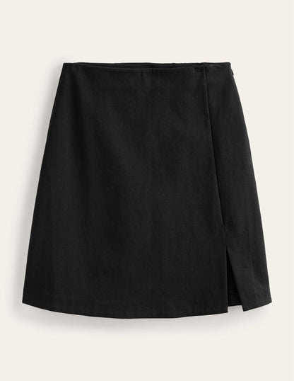 Side Split Jersey Mini Skirt-Black-5
