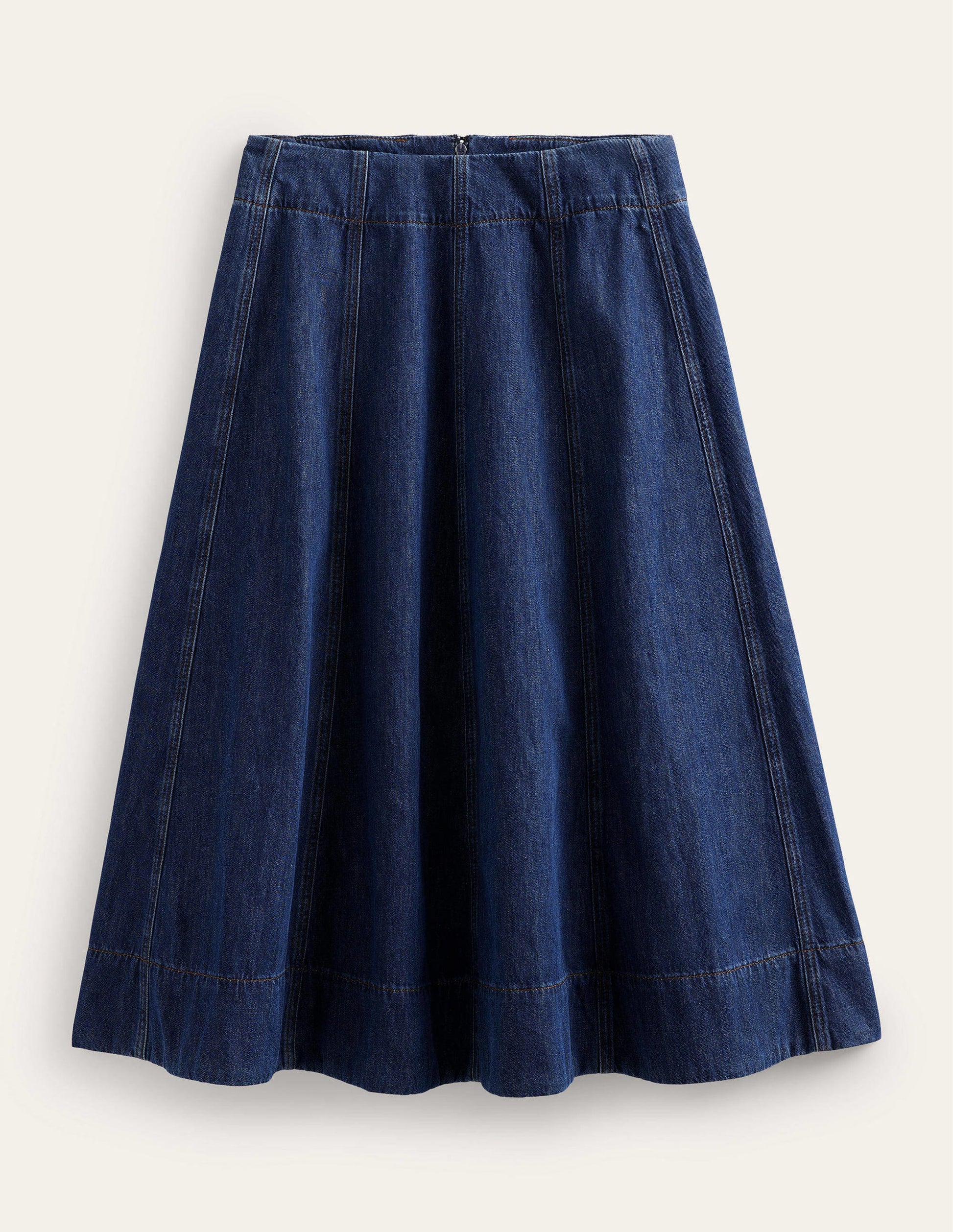 Denim Paneled Skirt-Rinse Wash-7