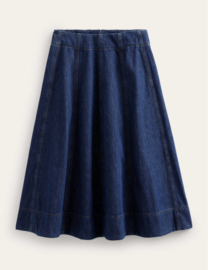 Denim Paneled Skirt-Rinse Wash-7