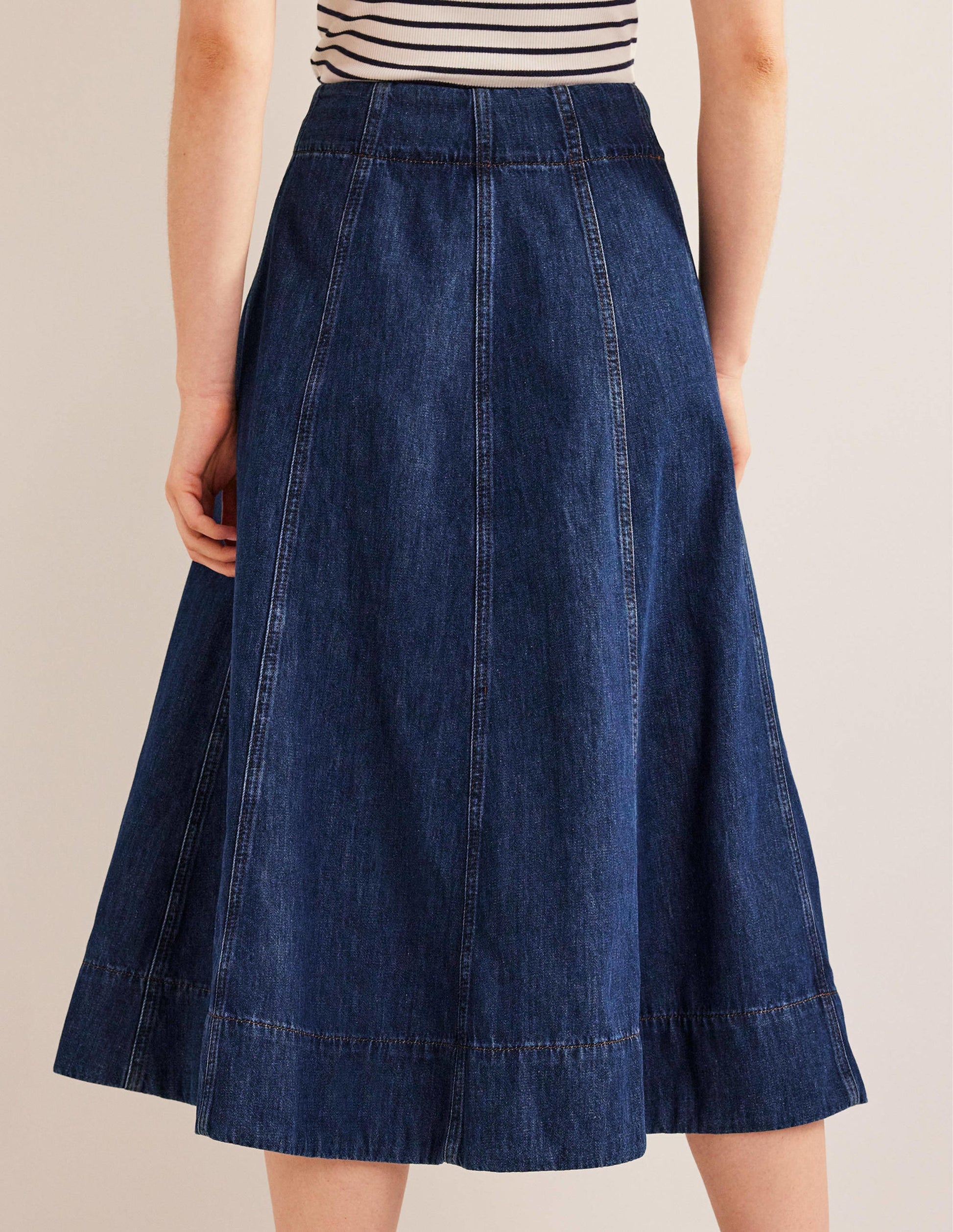 Denim Paneled Skirt-Rinse Wash-3