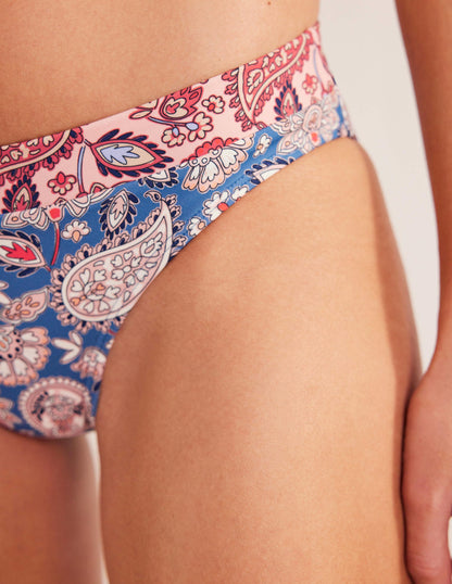 Ithaca Panel Bikini Bottoms-True Navy, Paisley Terrace