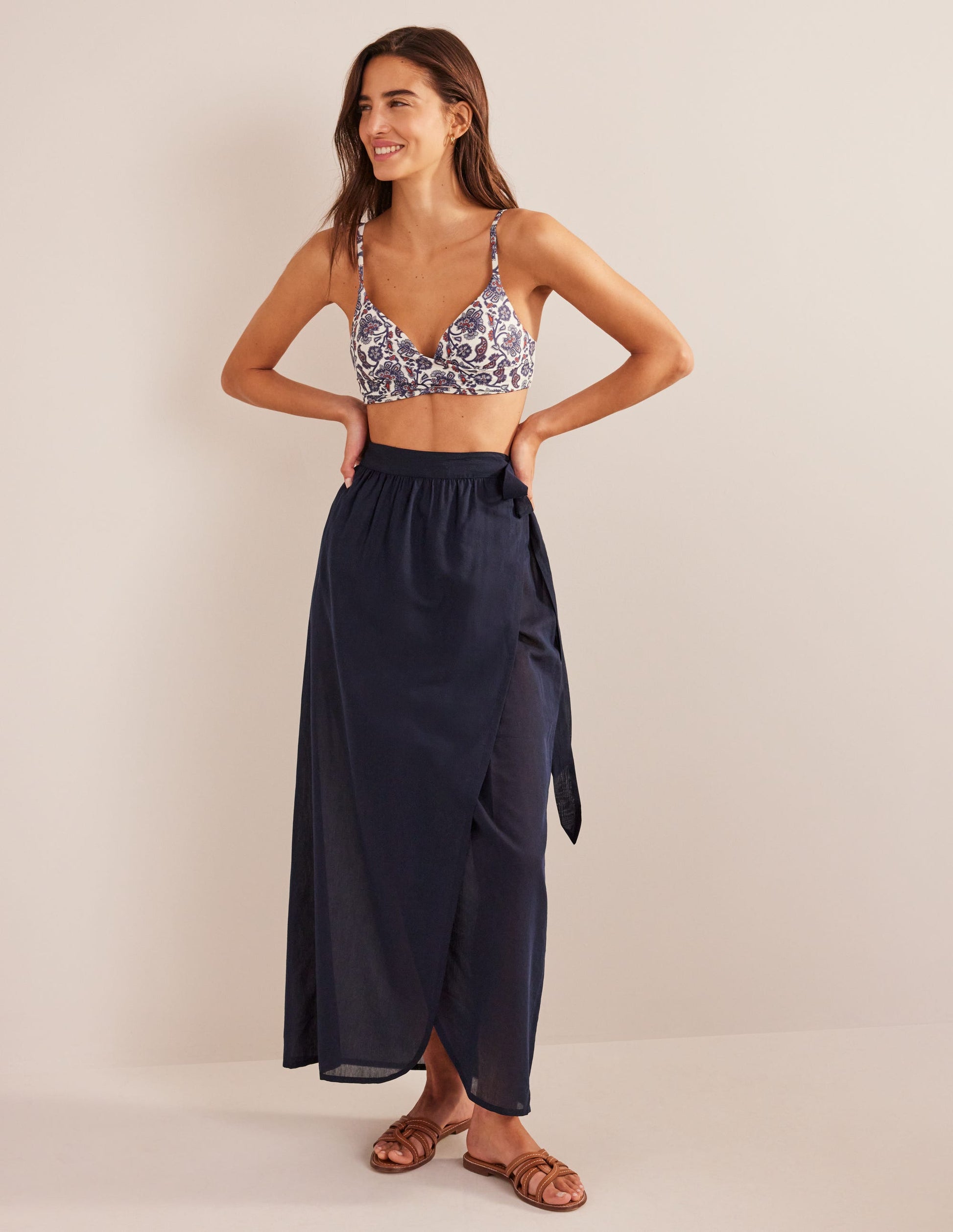 Capri Cup-size Bikini Top-Ivory, Blue Paisley-4