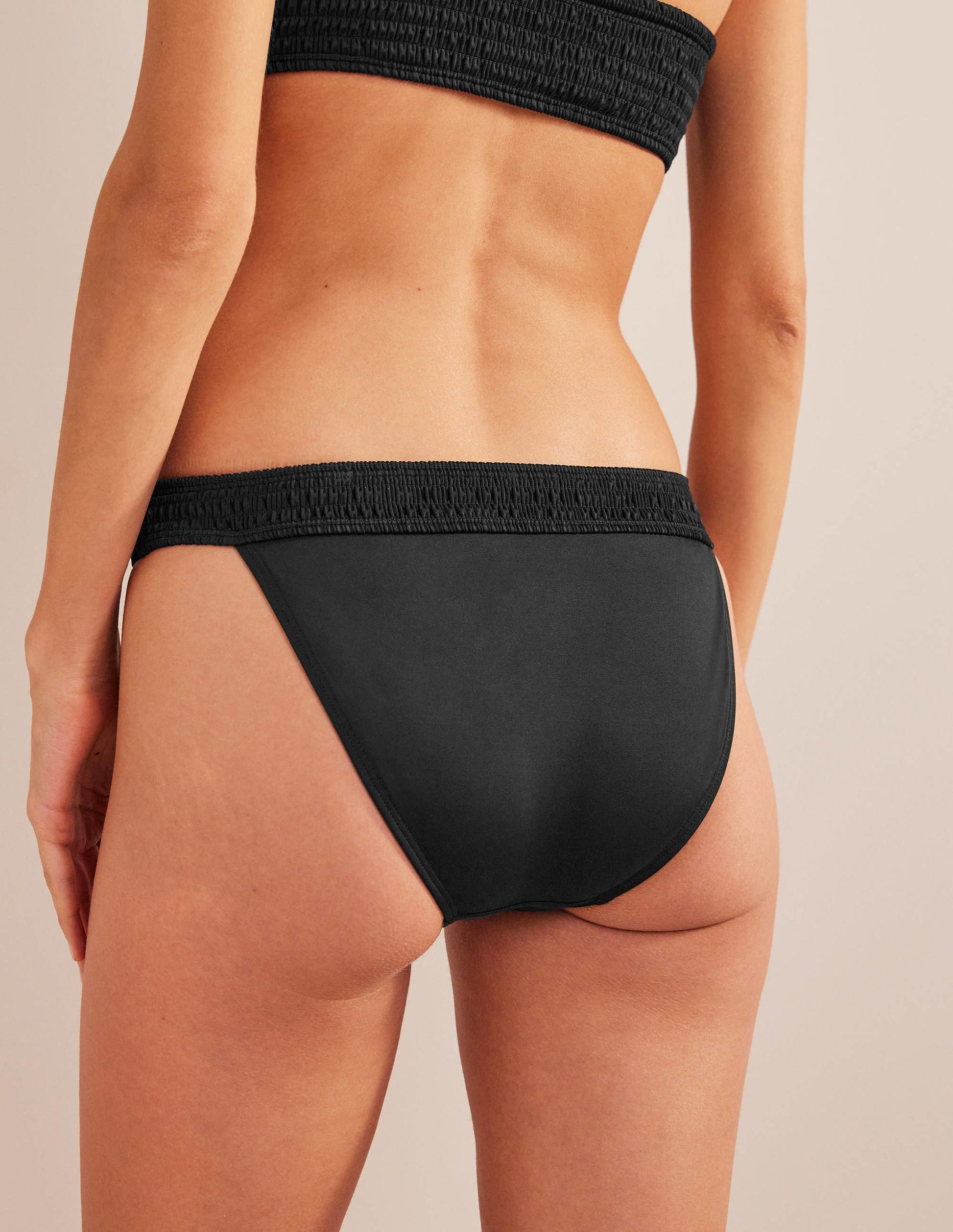 Milos Smocked Bikini Bottoms-Black-3