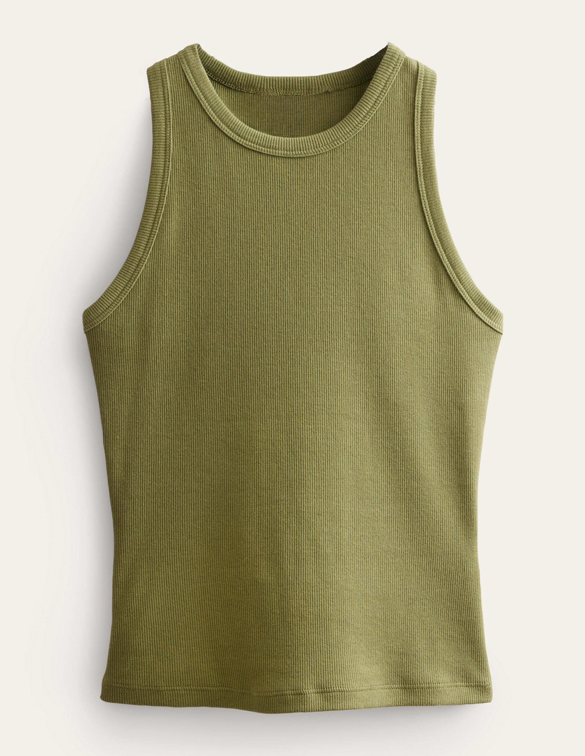 Cotton Ribbed Vest-Washed Khaki-5