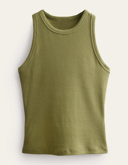 Cotton Ribbed Vest-Washed Khaki-5