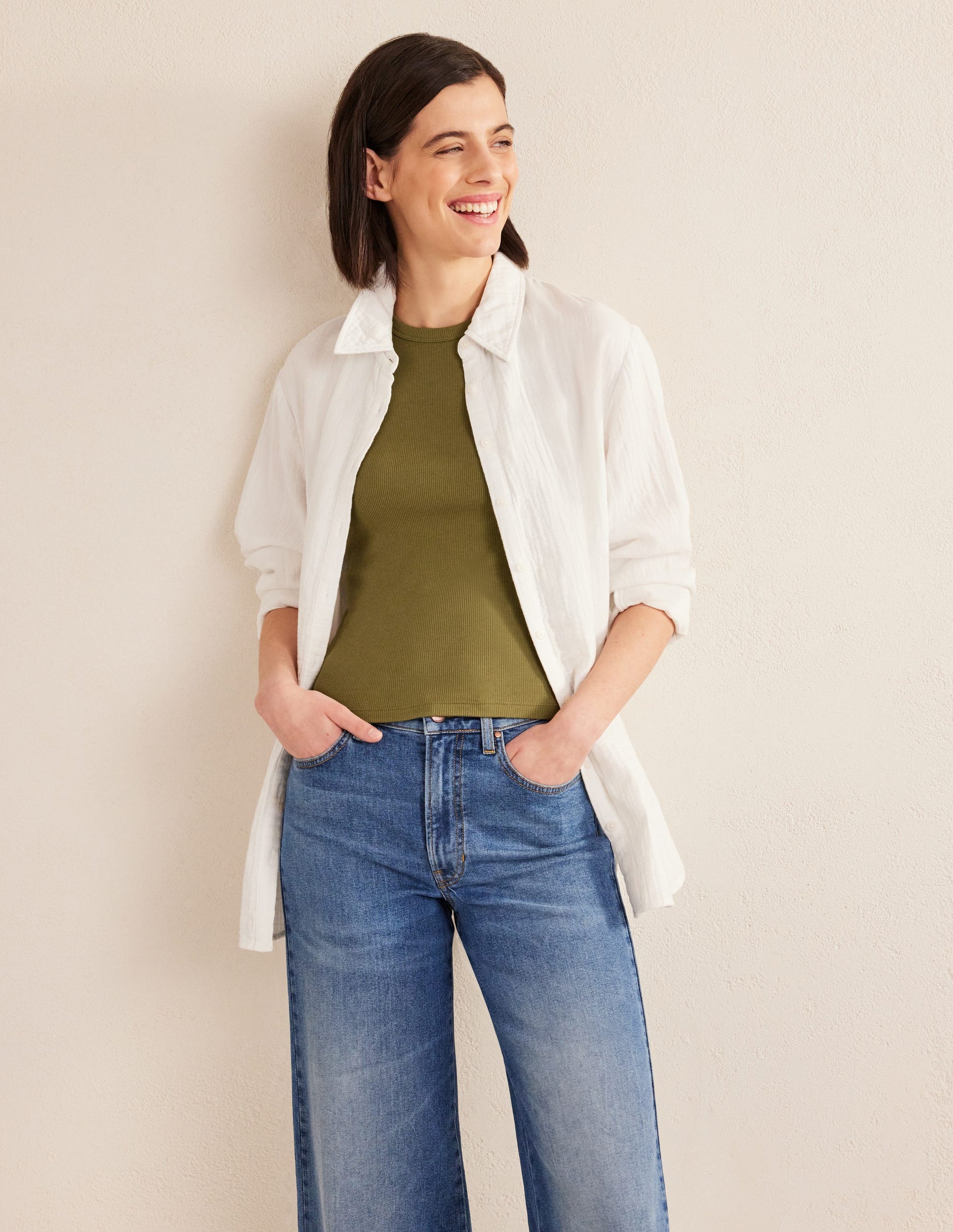 Cotton Ribbed Vest-Washed Khaki-4