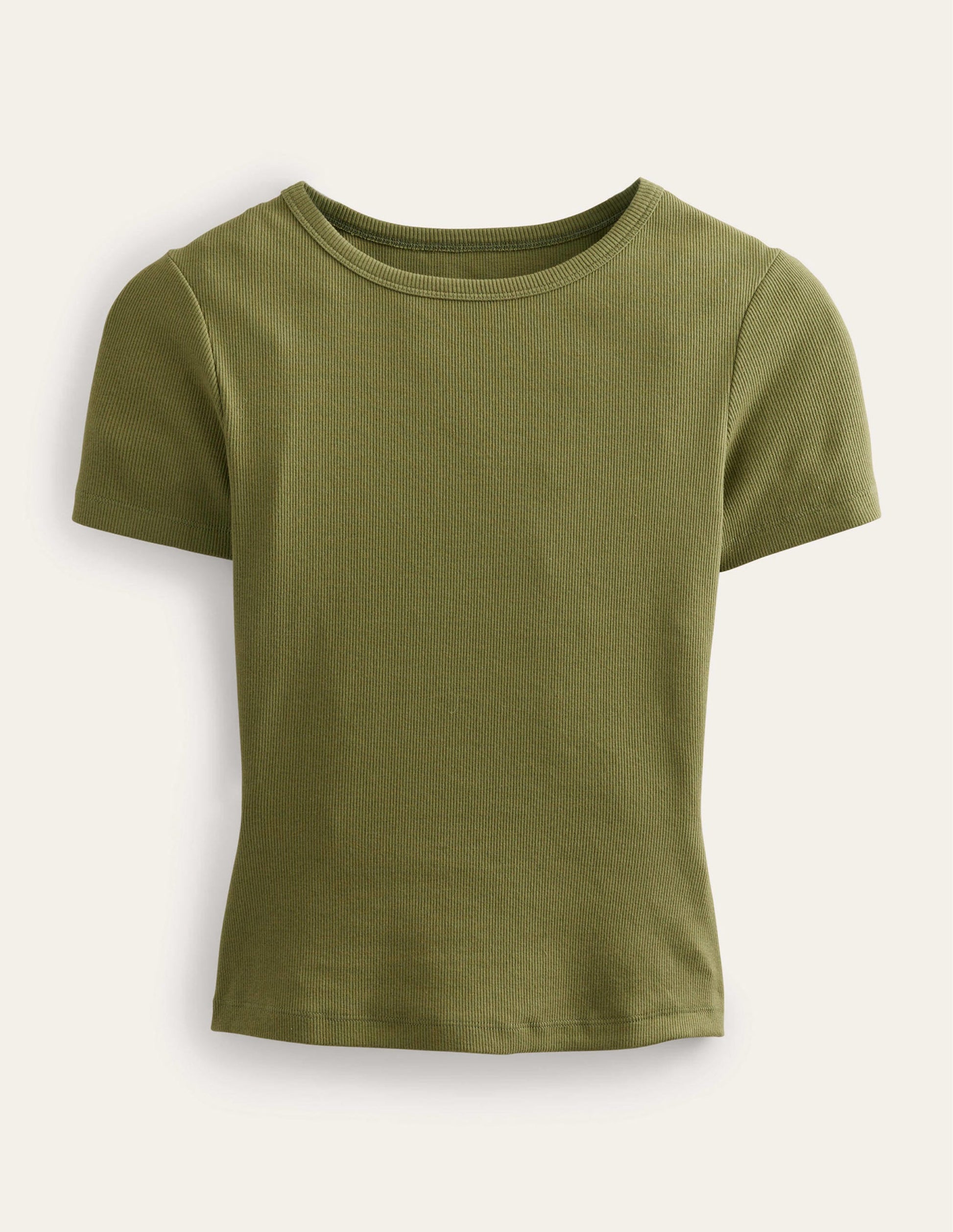 Cotton Ribbed T-Shirt-Washed Khaki-5