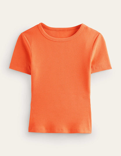 Cotton Ribbed T-Shirt-Dusty Orange-5