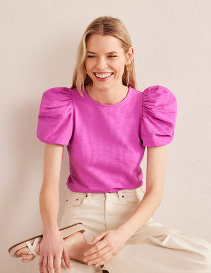 Puff Sleeve Jersey Top-Rose Violet-1