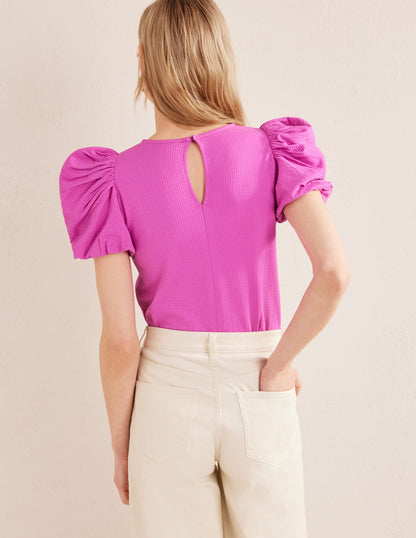 Puff Sleeve Jersey Top-Rose Violet-3