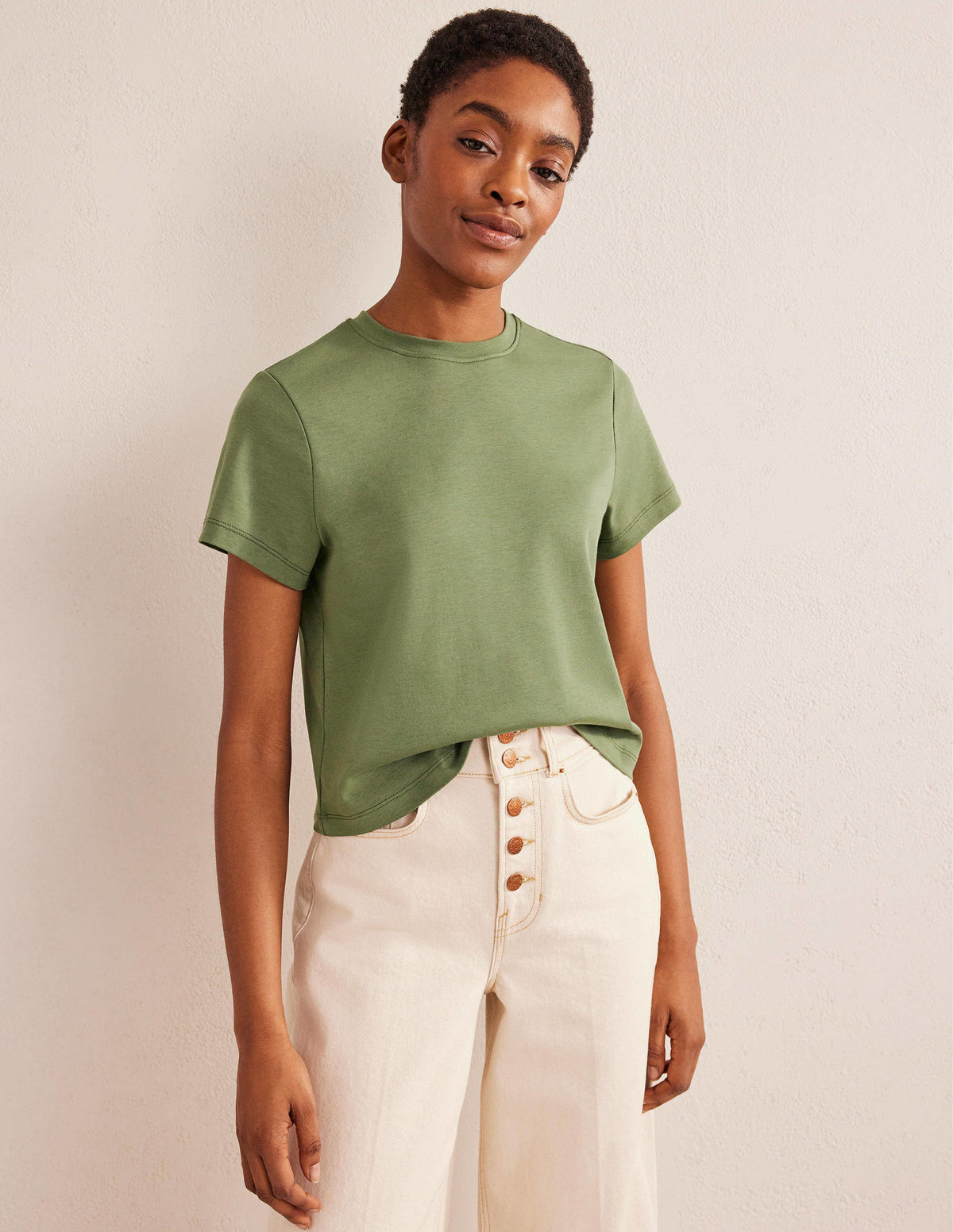 Perfect Cotton Cropped T-Shirt-Spruce - Image 4