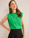 Perfect Cotton Sleeveless Top-Green Bee