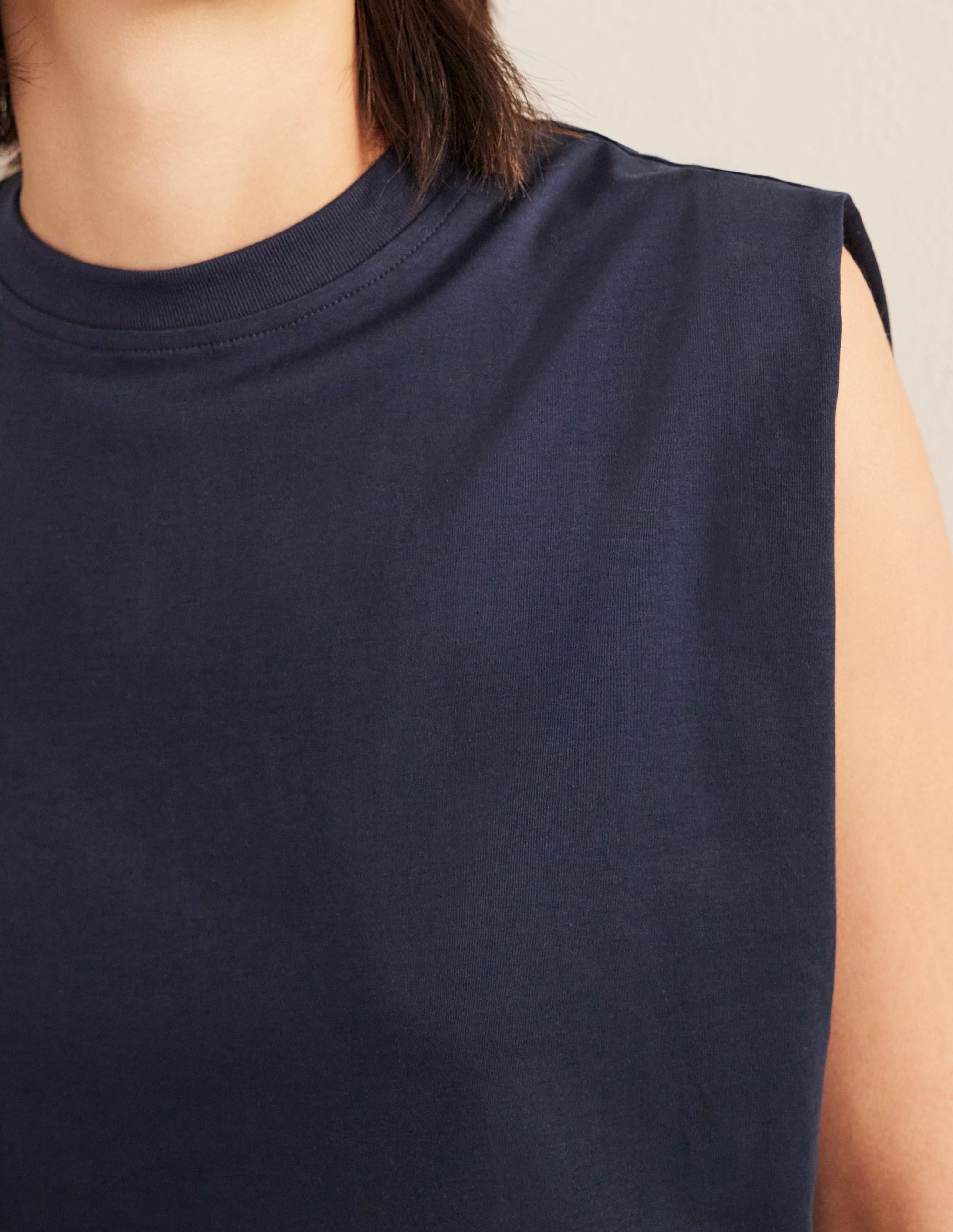 Perfect Cotton Sleeveless Top-Navy - Image 2