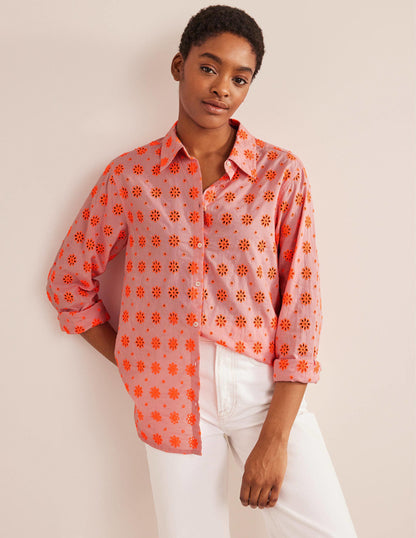 New Relaxed Cotton Shirt-Watermelon Punch-1
