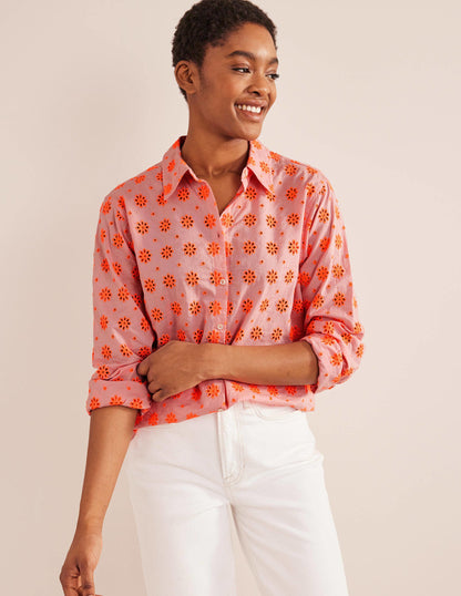 New Relaxed Cotton Shirt-Watermelon Punch-4