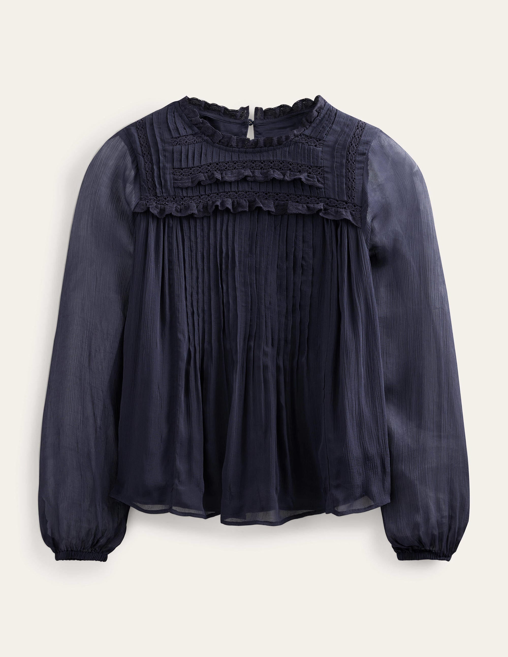 Georgette Trim Top-Navy - Image 5
