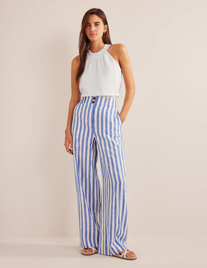 Linen Smocked Halter Top-White