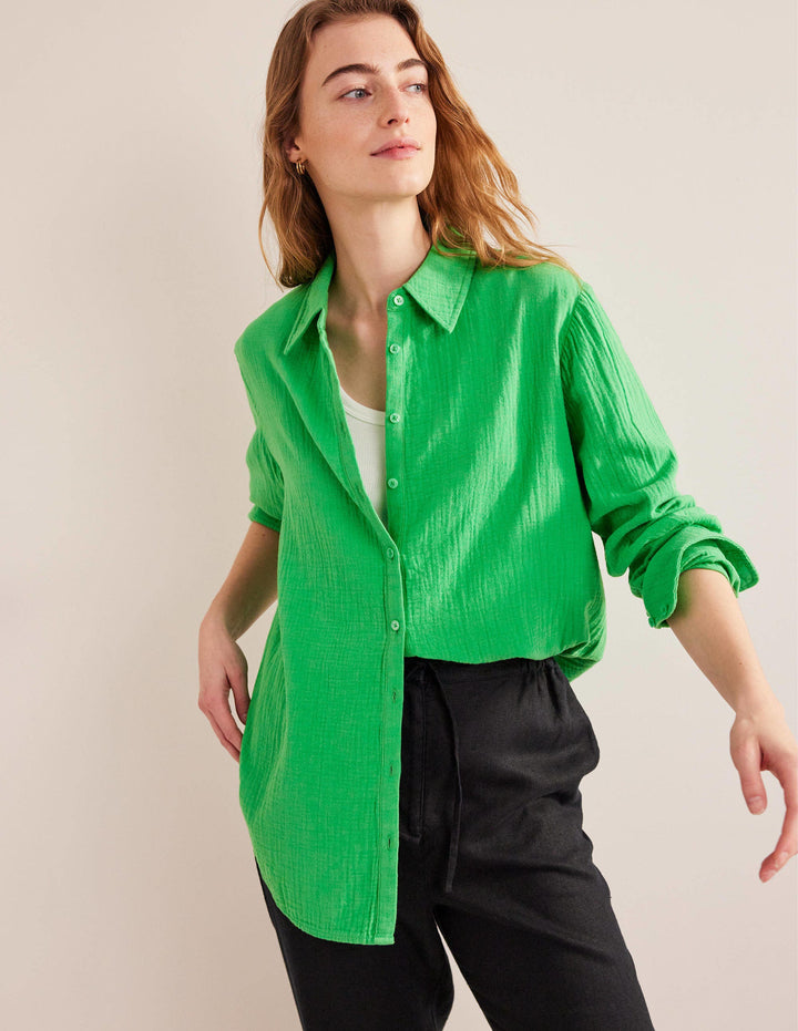 Cotton Texture Shirt-Bright Green