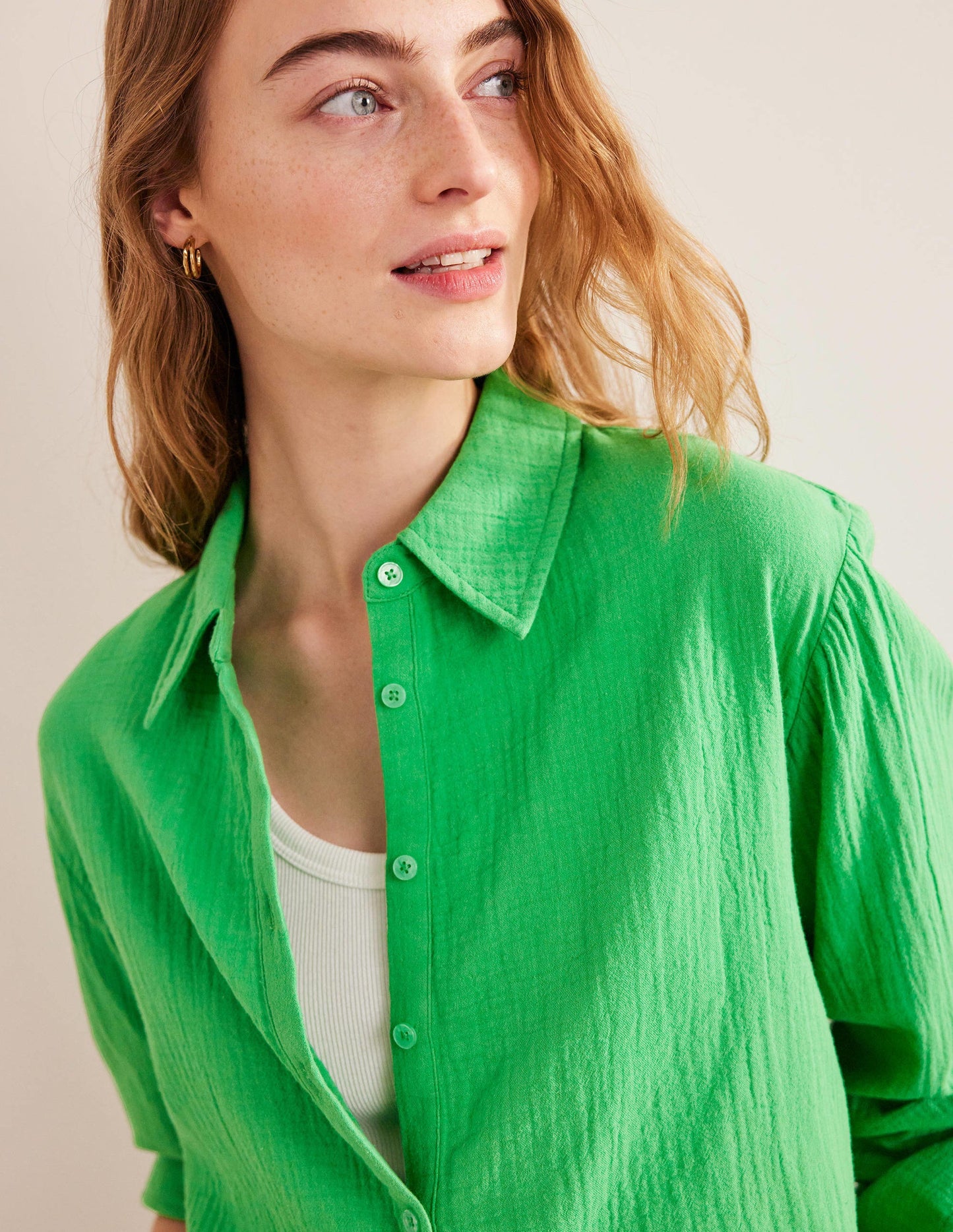 Cotton Texture Shirt-Bright Green