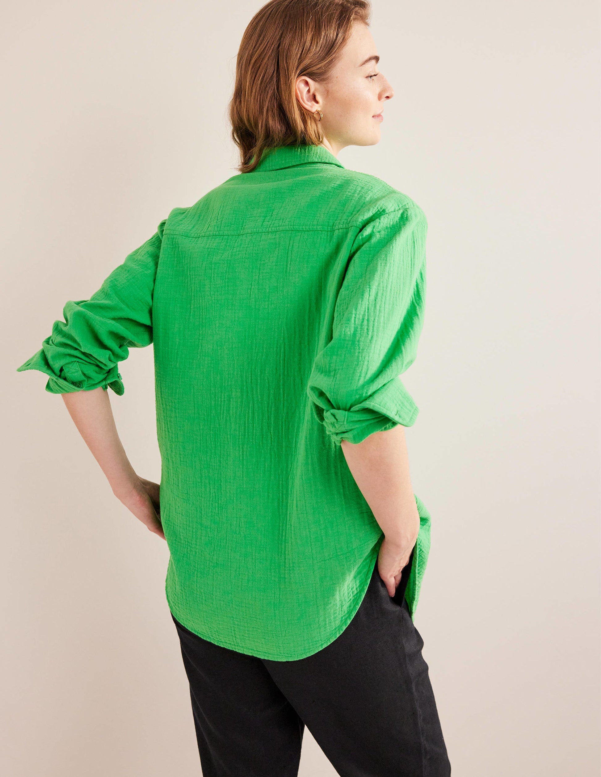 Cotton Texture Shirt-Bright Green-3