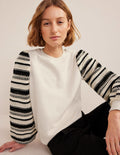 Crochet Sweatshirt-Oatmeal Marl, Crochet Sleeve