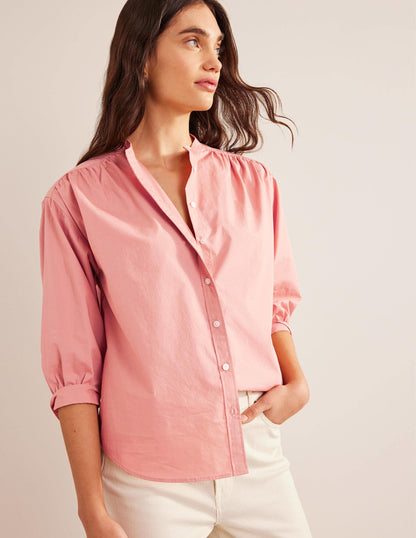 Relaxed Poplin Shirt-Rose Pink