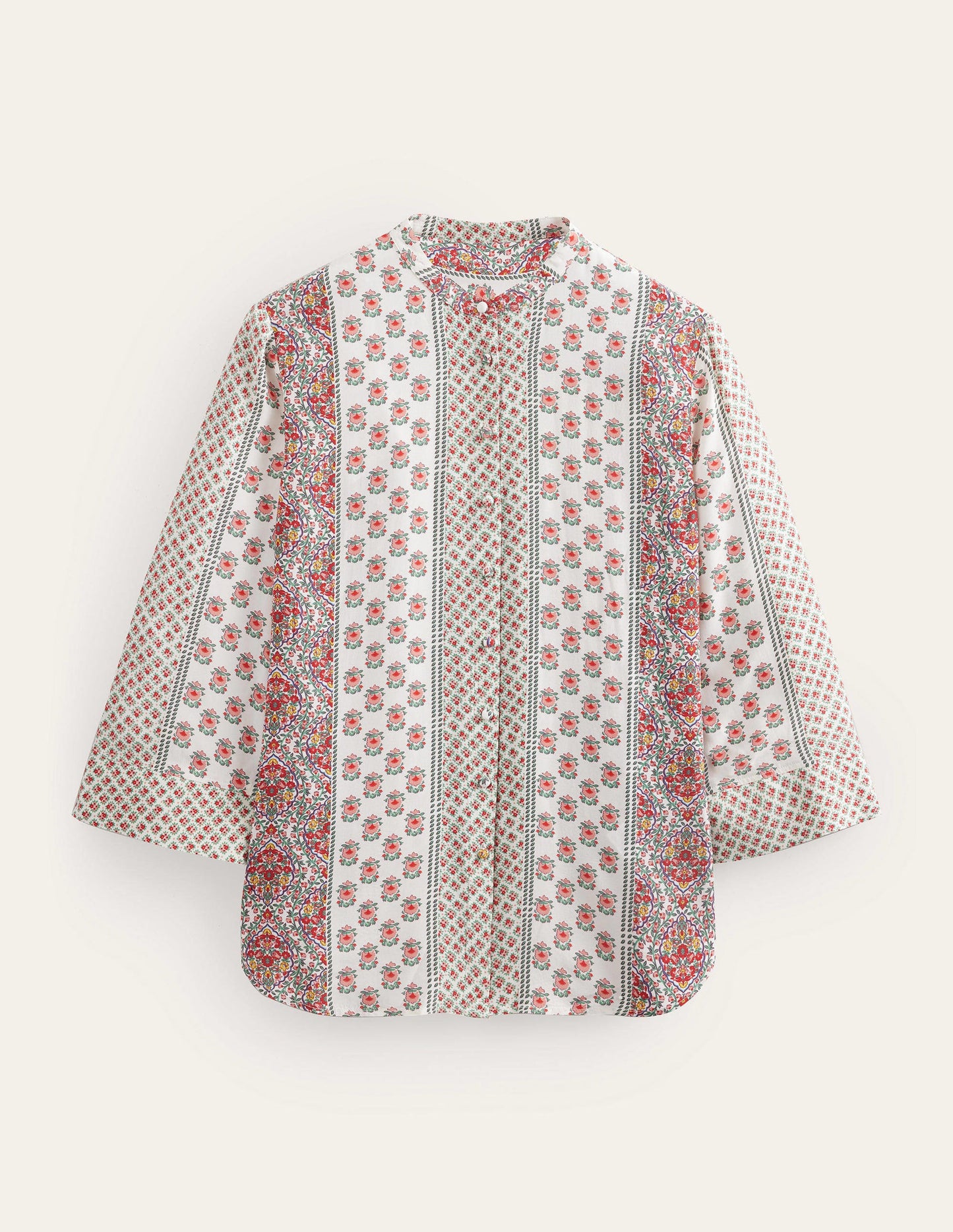 Wide Sleeve Relaxed Blouse-Rose Pink, Dainty Floret