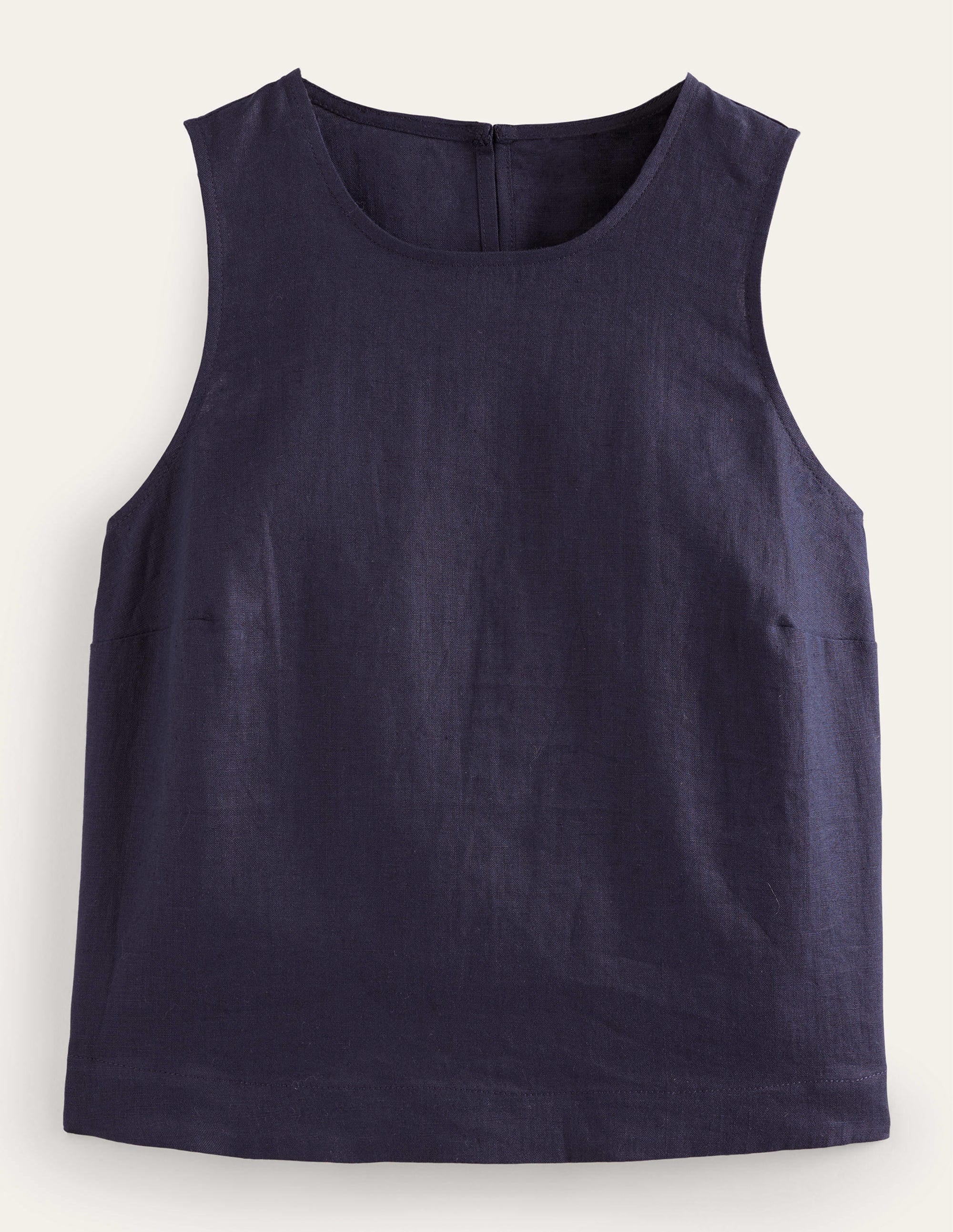 Boxy Linen Shell Top-Navy - Image 5