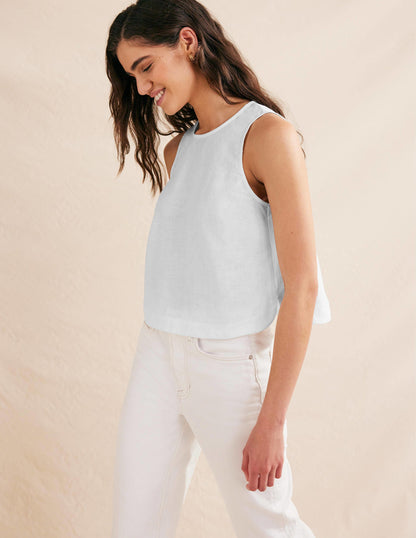 Boxy Linen Shell Top-White-4