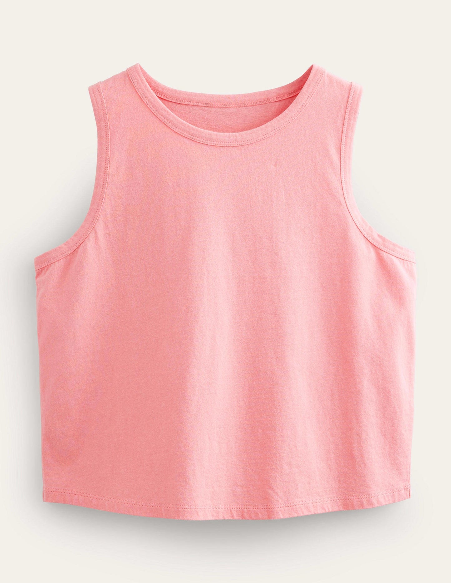Pure Cotton Cropped Vest-Peach Sorbet