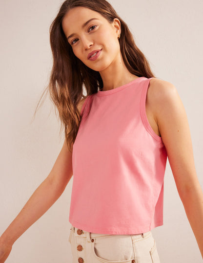 Pure Cotton Cropped Vest-Peach Sorbet